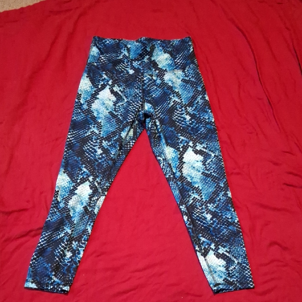 Blue Snake Print Leggings